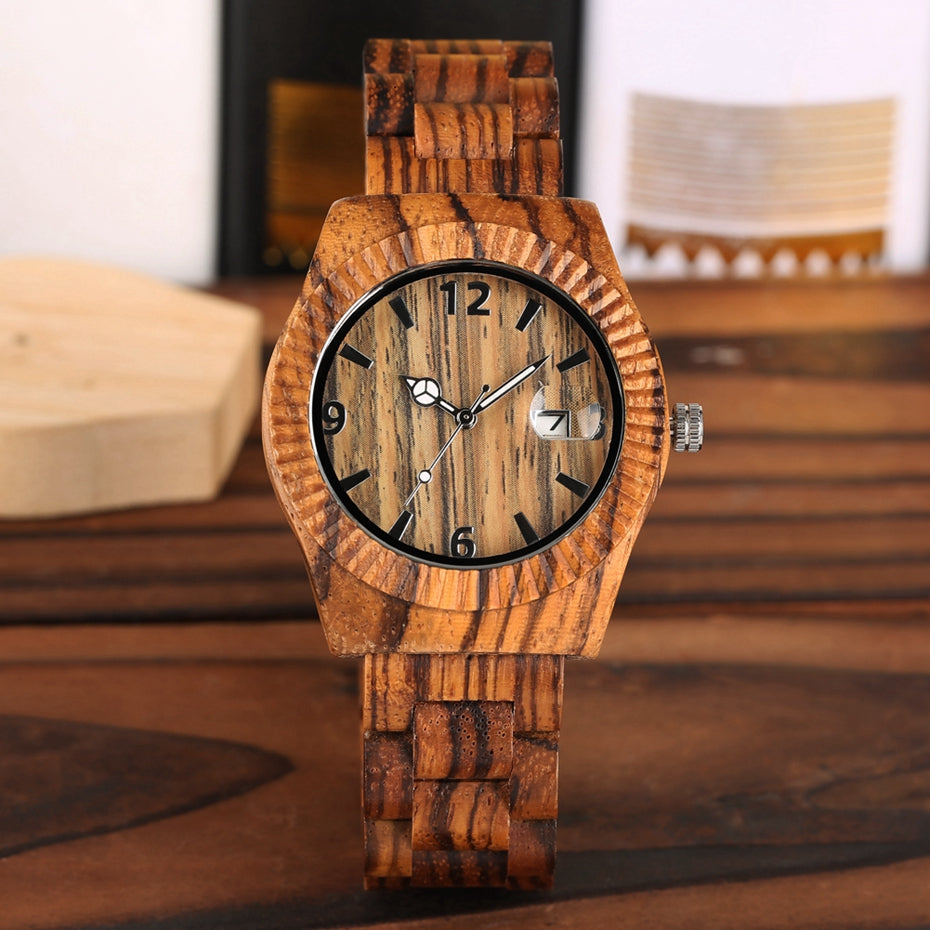 Relógio de Madeira Zebrawood